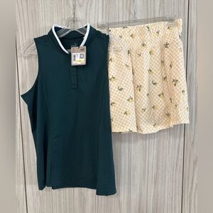 Puma Women’s Golf Tennis Skort Polo Tank Set Green Lemons Medium
